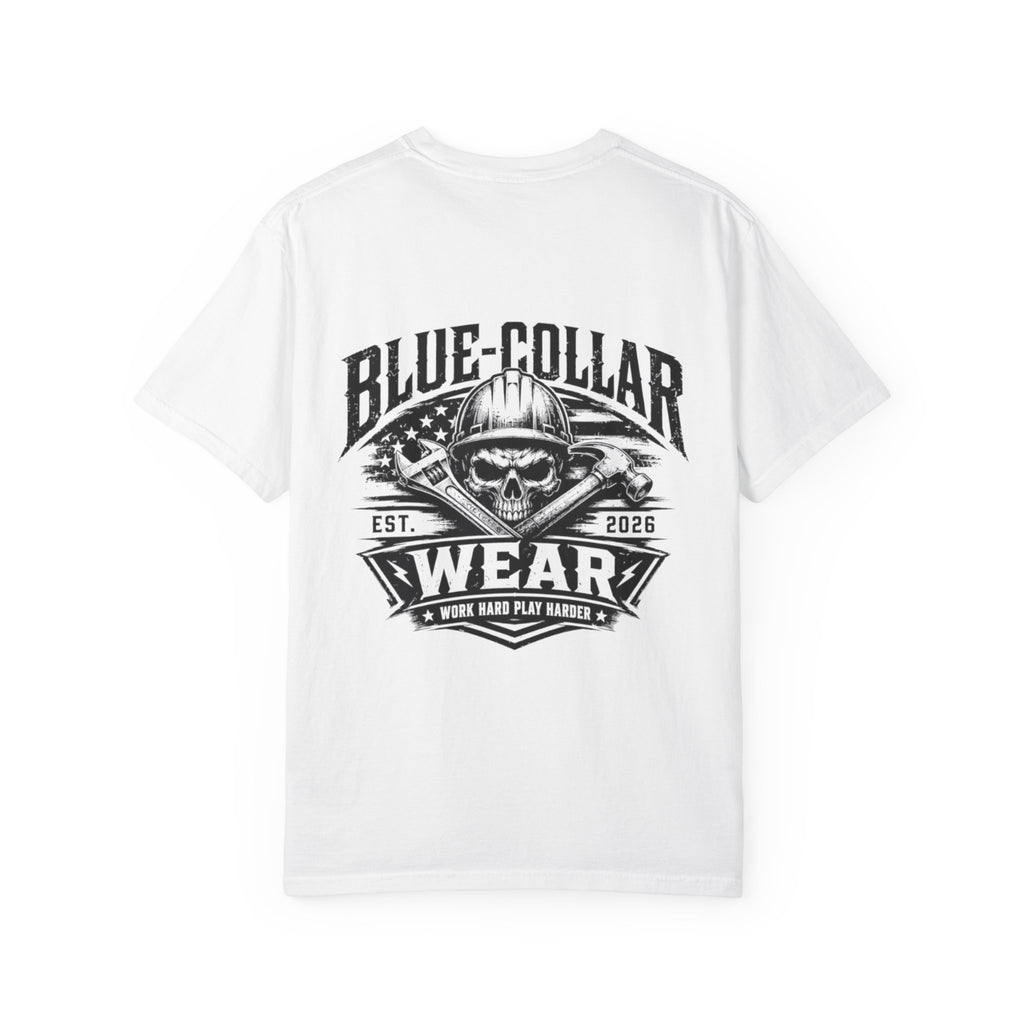 Blue-Collar Wear T-Shirt — "Work Hard • Play Harder" Retro Workwear Tee