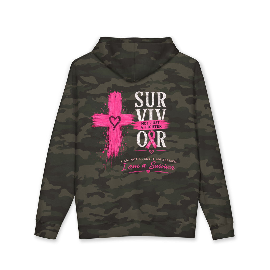 Breast Cancer Survivor Hoodie – 'Survivor, Not Just A Fighter' Pink Ribbon Pullover