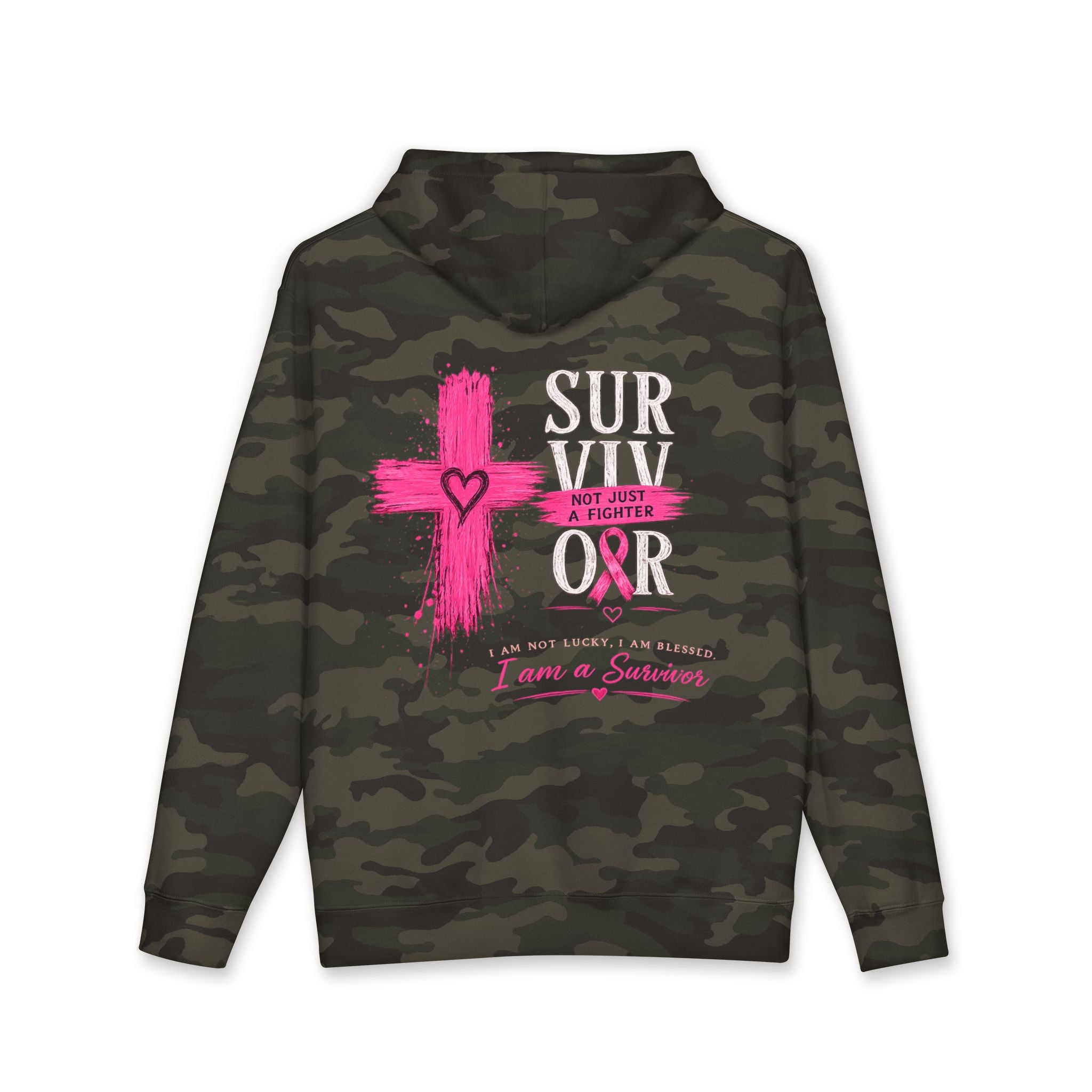 Breast Cancer Survivor Hoodie – 'Survivor, Not Just A Fighter' Pink Ribbon Pullover