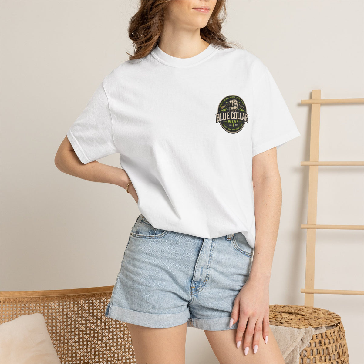 Blue Collar Wear T‑Shirt — Workwear Graphic Tee (“Blue Collar” Fist Logo)