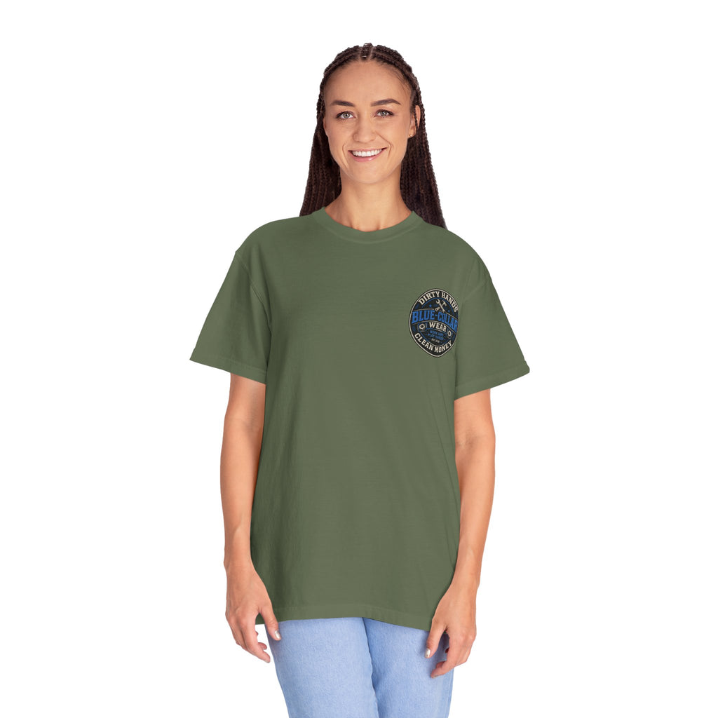 Blue-Collar T-Shirt — "Dirty Hands, Clean Money" Workwear Graphic Tee