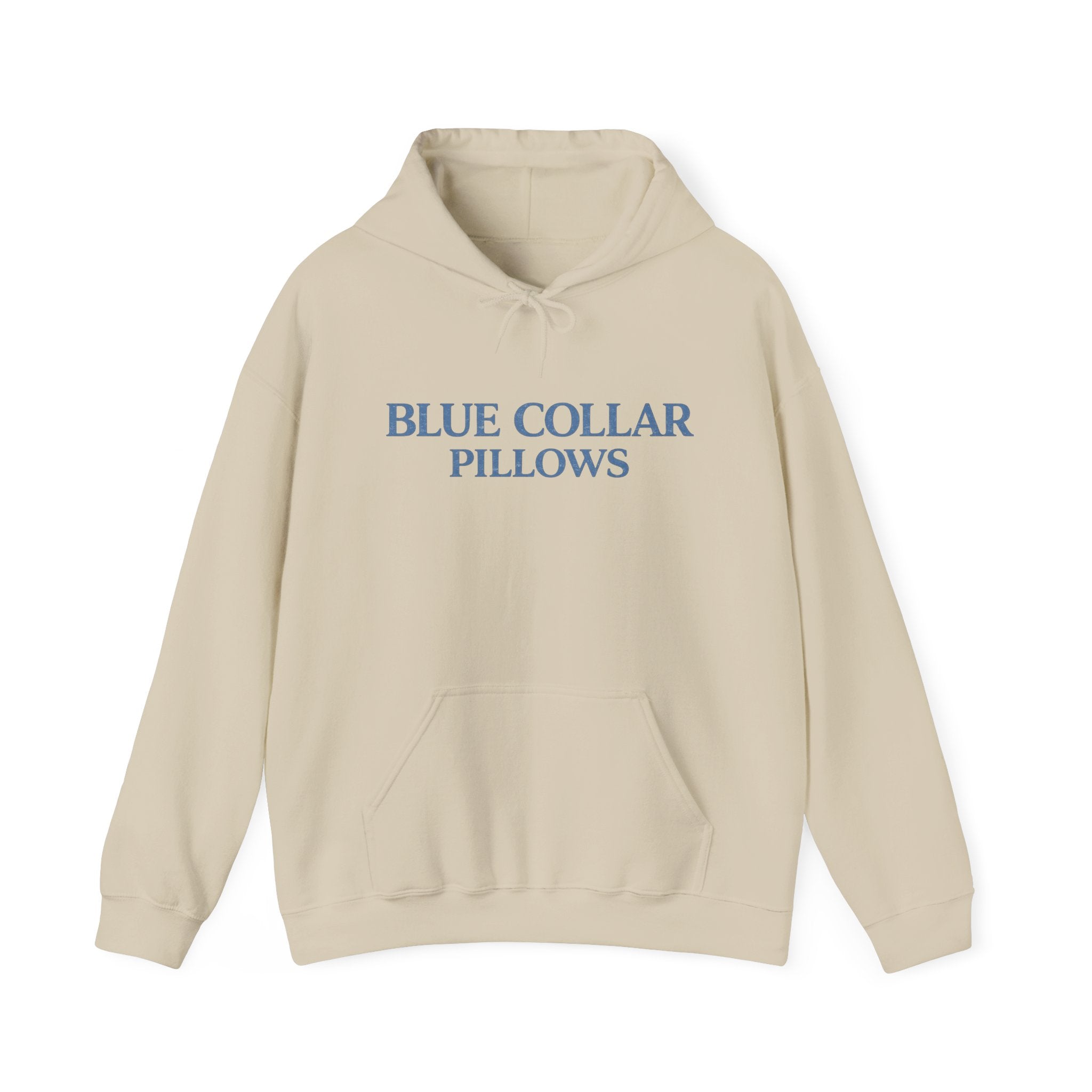Blue Collar Pillows Hoodie — Minimalist Workwear-Inspired Pullover