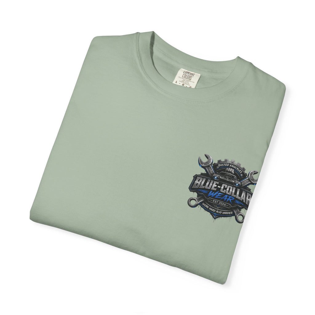 Blue-Collar Wear T-Shirt Mechanic — Busted Knuckles Mechanics Graphic Tee