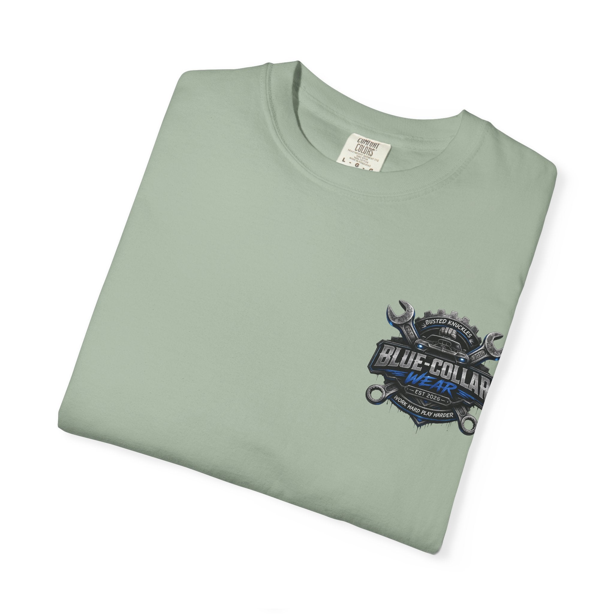 Blue-Collar Wear T-Shirt Mechanic — Busted Knuckles Mechanics Graphic Tee