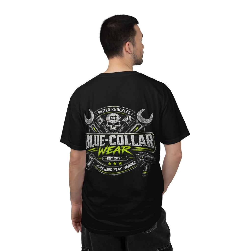 Blue-Collar Wear T-Shirt Mechanic – 'Work Hard Play Harder' Vintage Mechanics Tee