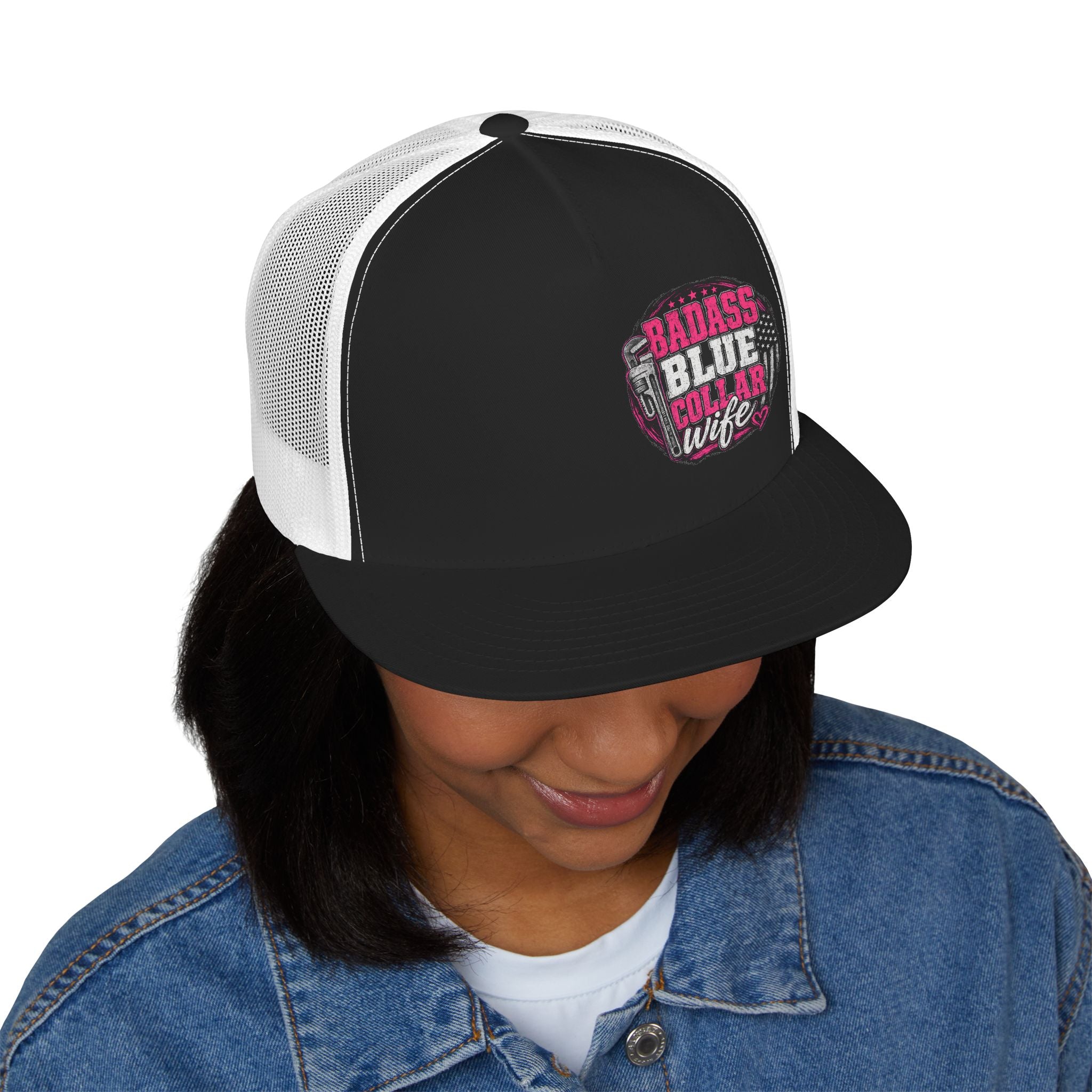 Badass Blue Collar Wife Trucker Cap