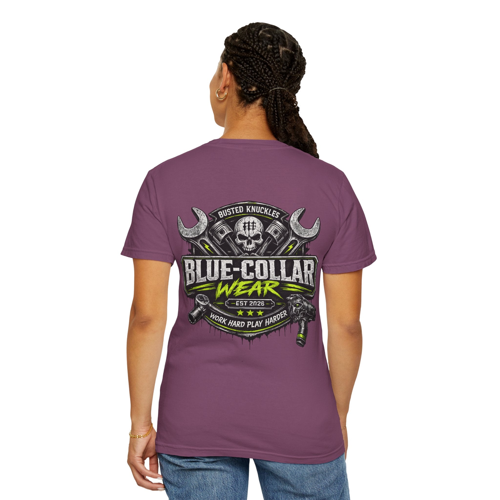 Blue-Collar Wear T-Shirt Mechanic – 'Work Hard Play Harder' Vintage Mechanics Tee