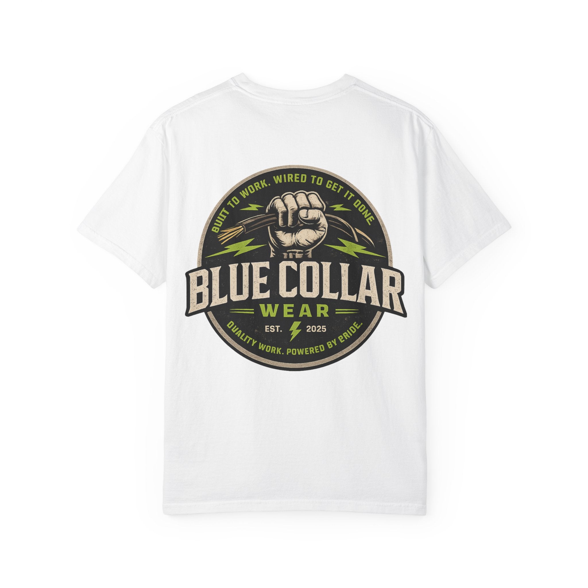 Blue Collar Wear T‑Shirt — Workwear Graphic Tee (“Blue Collar” Fist Logo)