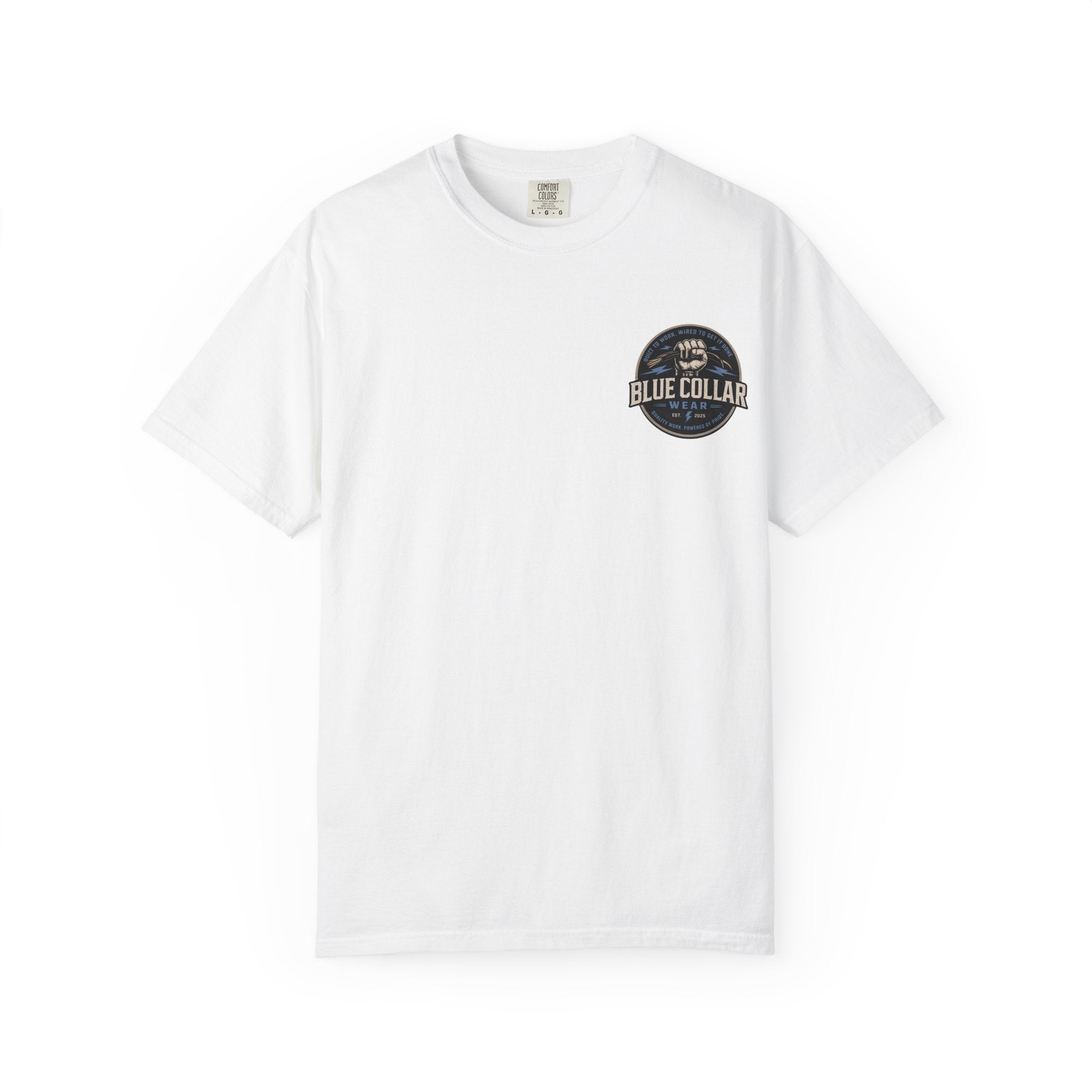 Blue Collar T-Shirt — Retro Workwear Fist Logo