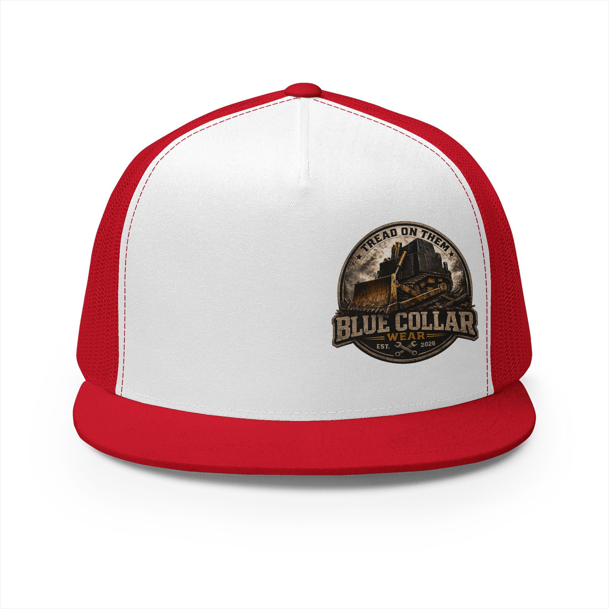 Blue Collar Workwear Trucker Cap — Lead On Team Vintage Construction Logo