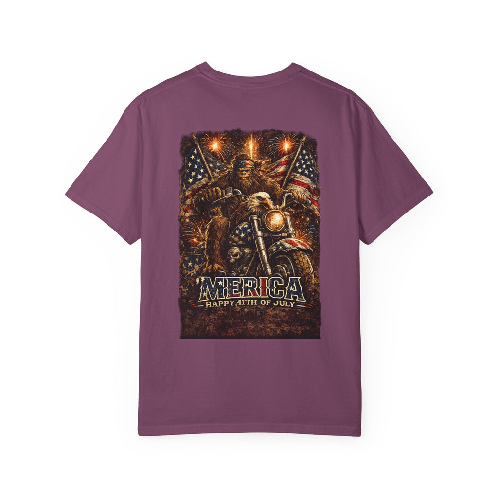'Merica Motorcycle Eagle T-Shirt — Blue Collar 4th of July Graphic Tee