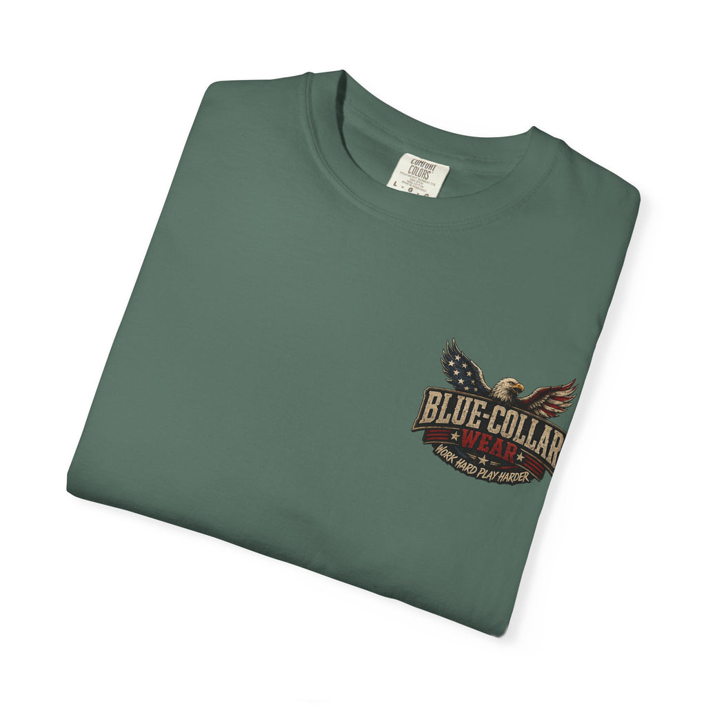 'Merica Motorcycle Eagle T-Shirt — Blue Collar 4th of July Graphic Tee