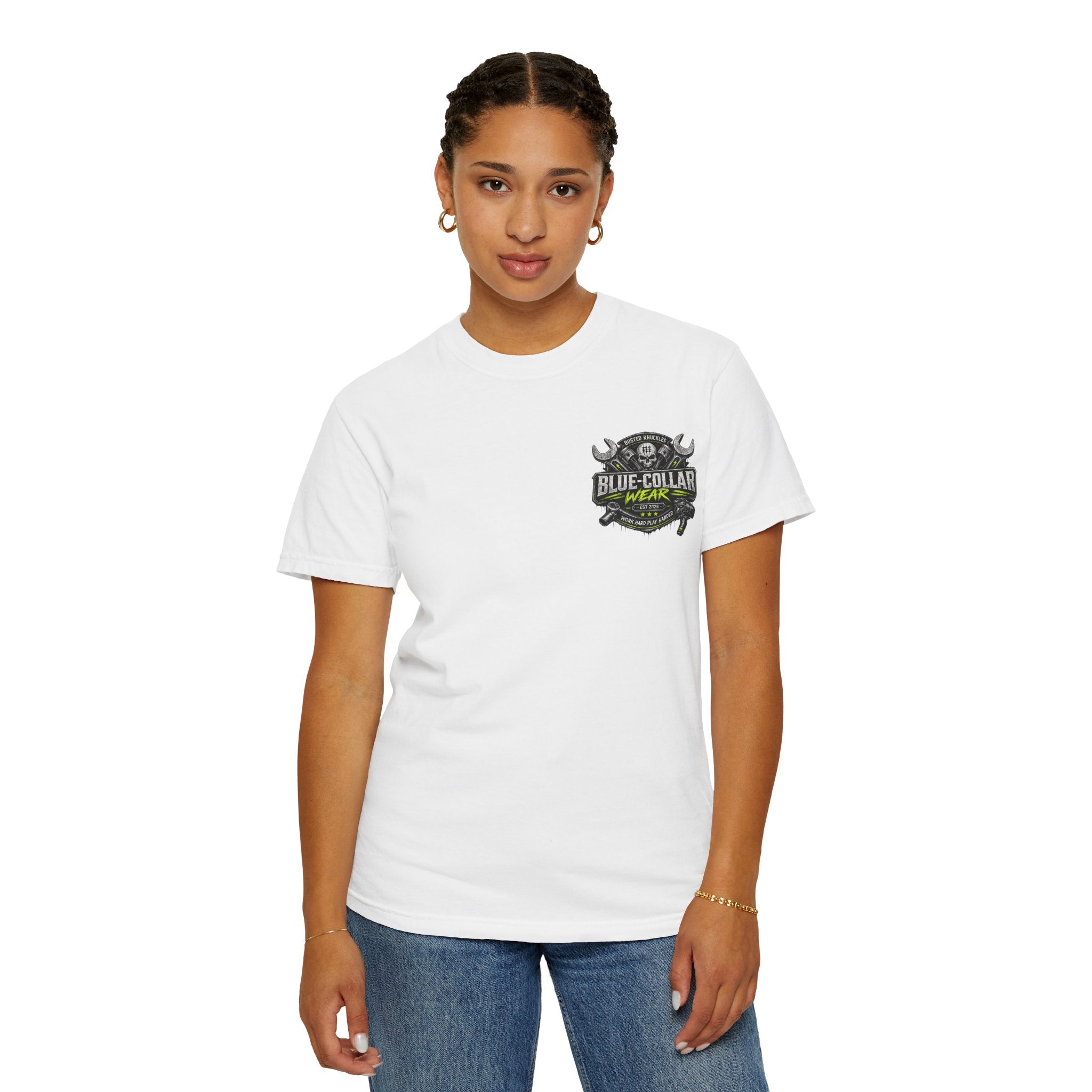 Blue-Collar Wear T-Shirt Mechanic – 'Work Hard Play Harder' Vintage Mechanics Tee