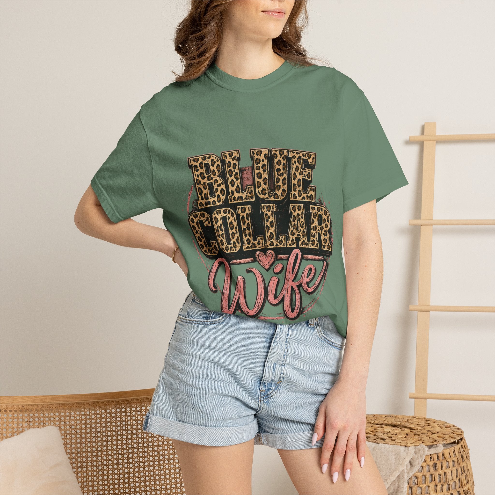 Blue Collar Wife T-Shirt — Leopard Print "Blue Collar Wife" Graphic Tee