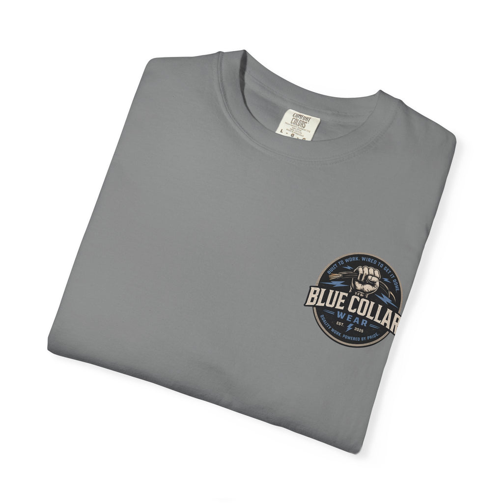 Blue Collar T-Shirt — Retro Workwear Fist Logo