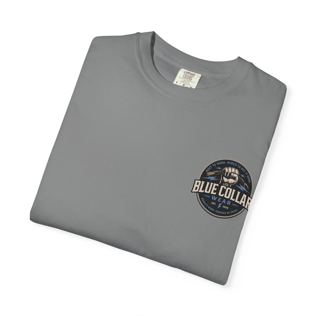 Blue Collar T-Shirt — Retro Workwear Fist Logo