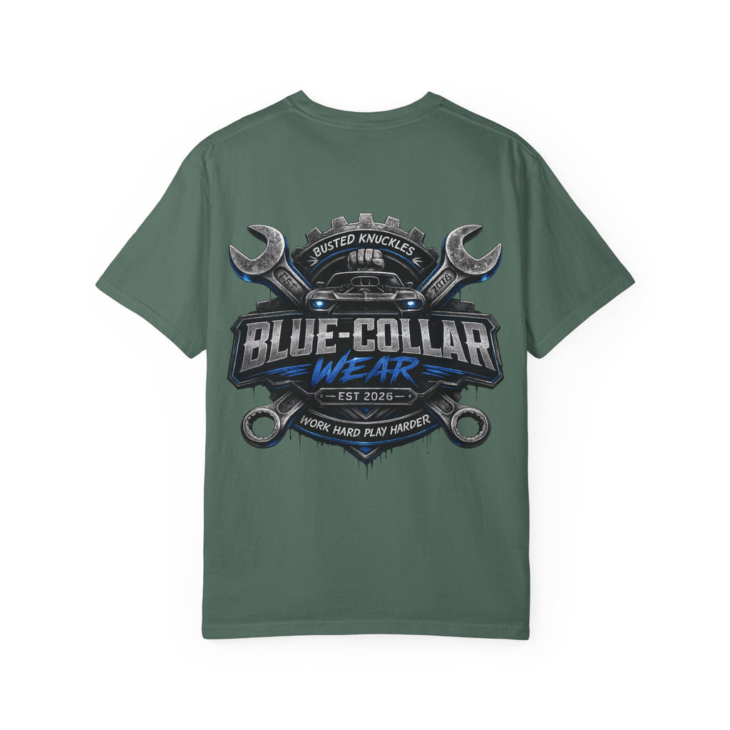 Blue-Collar Wear T-Shirt Mechanic — Busted Knuckles Mechanics Graphic Tee