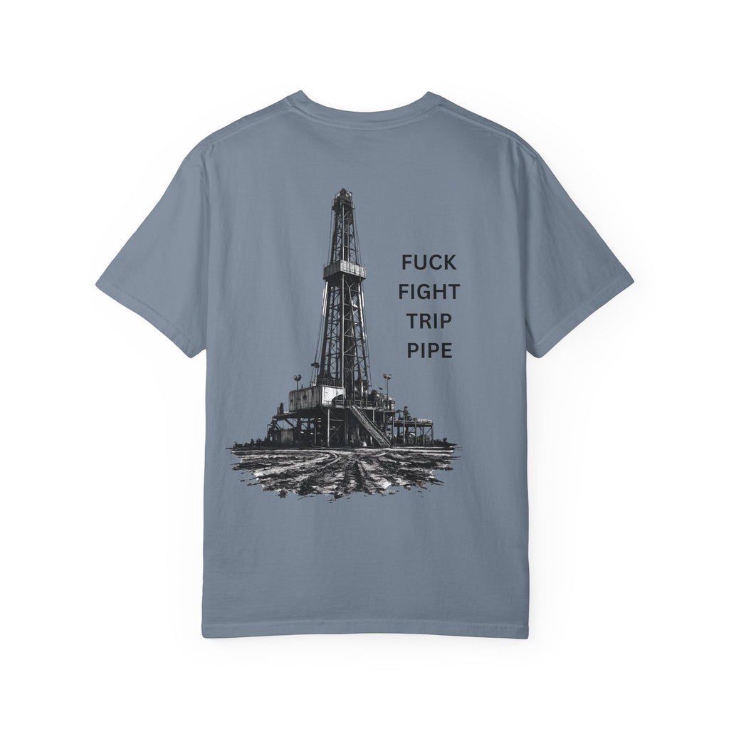Oil Rig Illustration T-shirt | Fuck Fight Trip Pipe