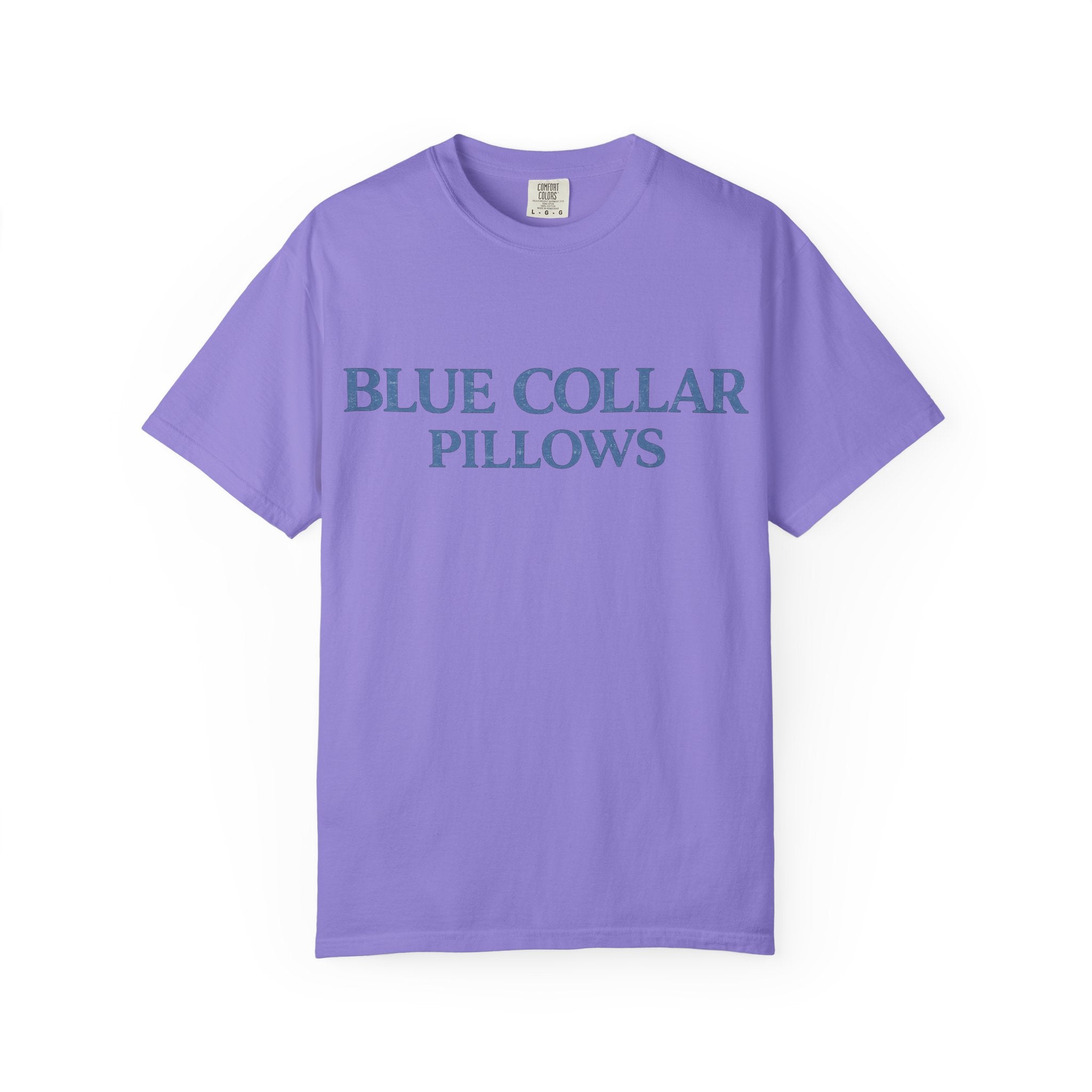 Blue Collar Pillows T-Shirt — Vintage Serif Logo Tee