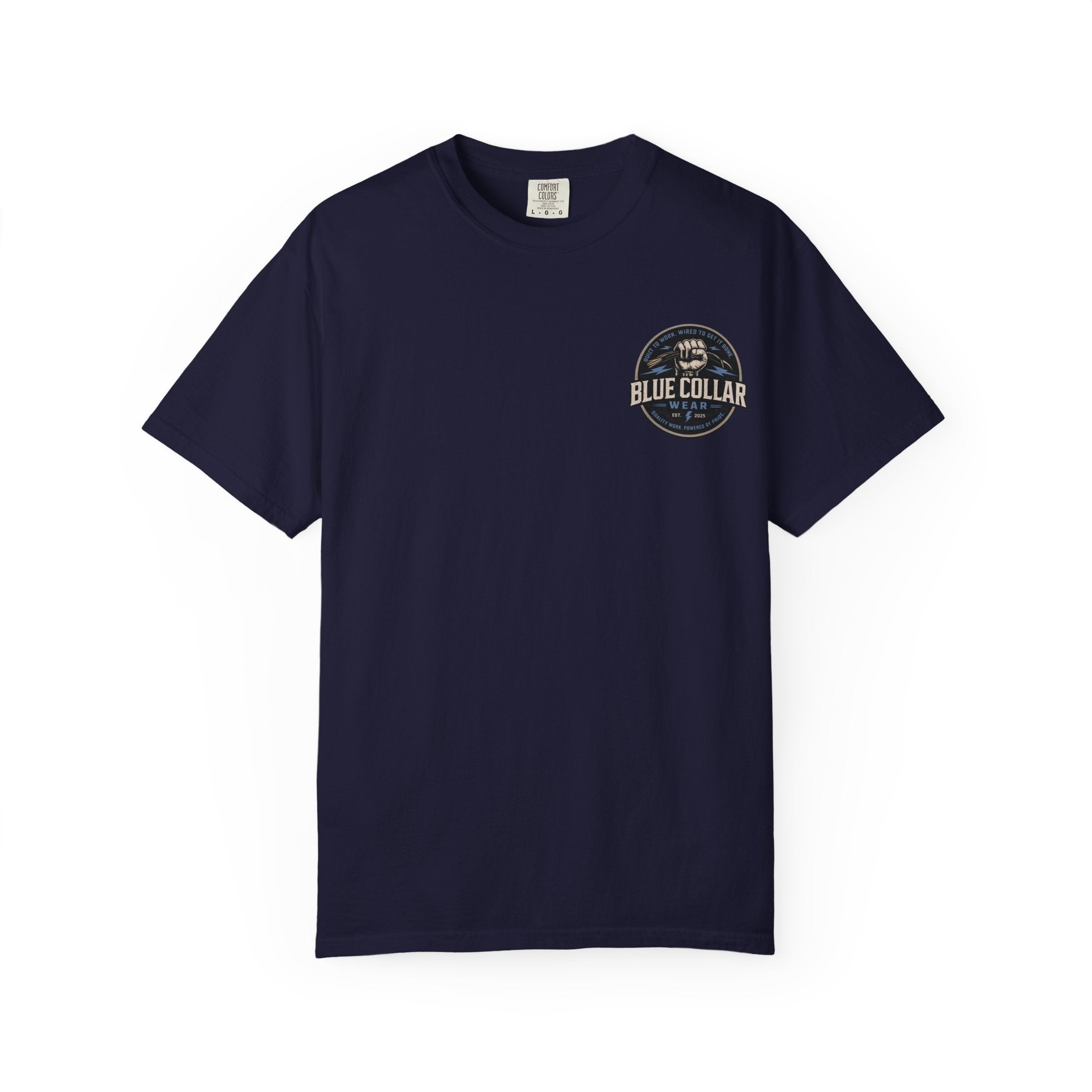 Blue Collar T-Shirt — Retro Workwear Fist Logo
