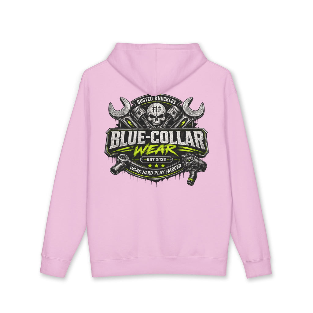 Blue-Collar Wear Hoodie Mechanic — "Blue-Collar Wear" Skull & Wrench Workwear Pullover