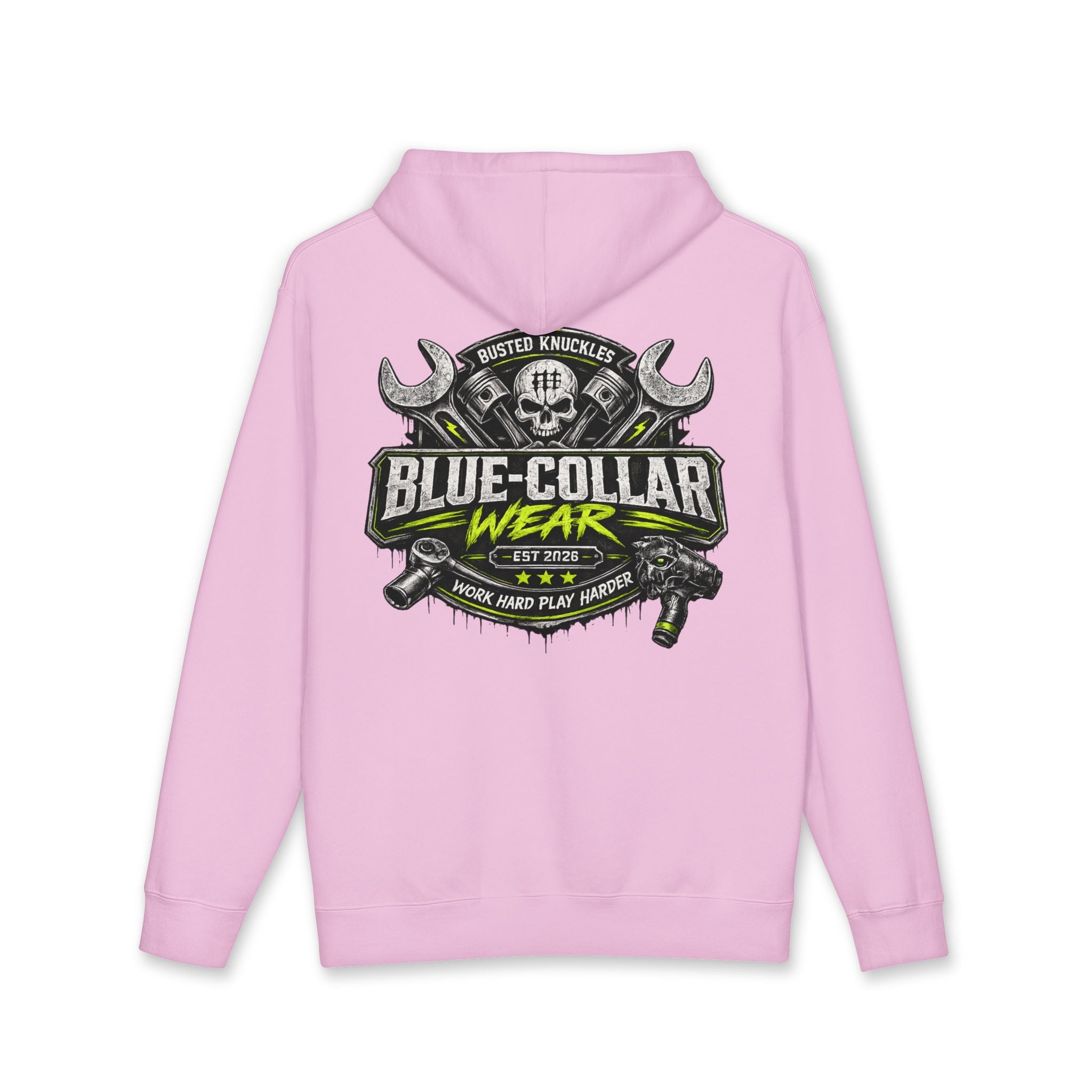 Blue-Collar Wear Hoodie Mechanic — "Blue-Collar Wear" Skull & Wrench Workwear Pullover