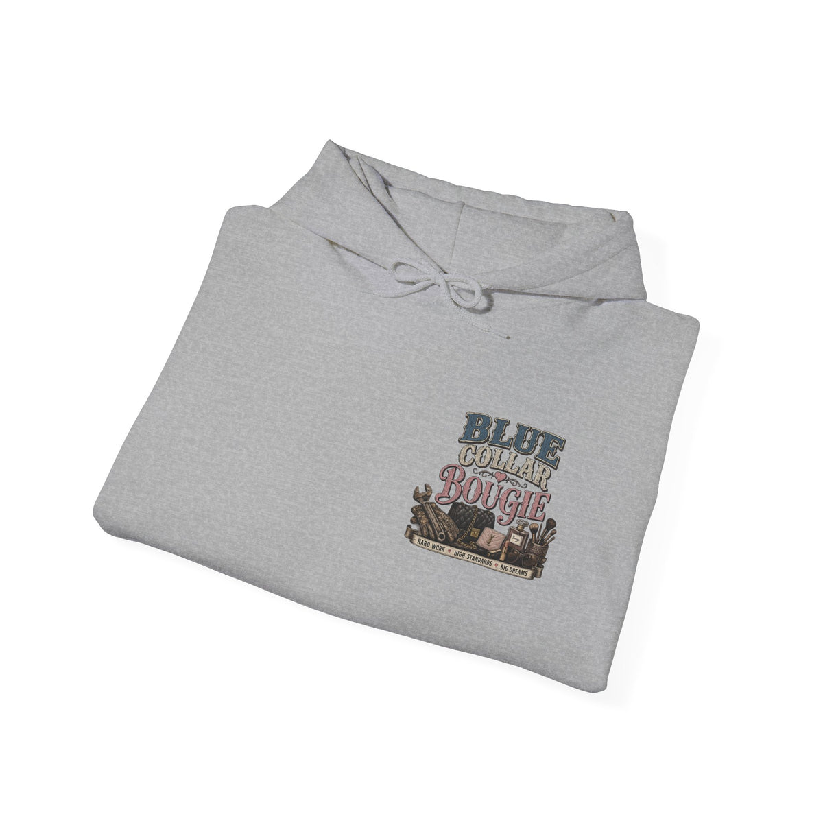 Blue Collar Bougie Hoodie — Rustic Workwear Graphic Pullover