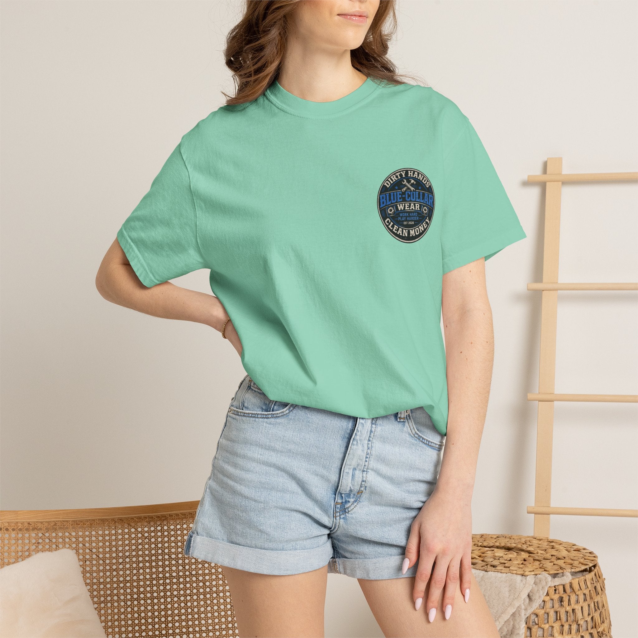 Blue-Collar T-Shirt — "Dirty Hands, Clean Money" Workwear Graphic Tee