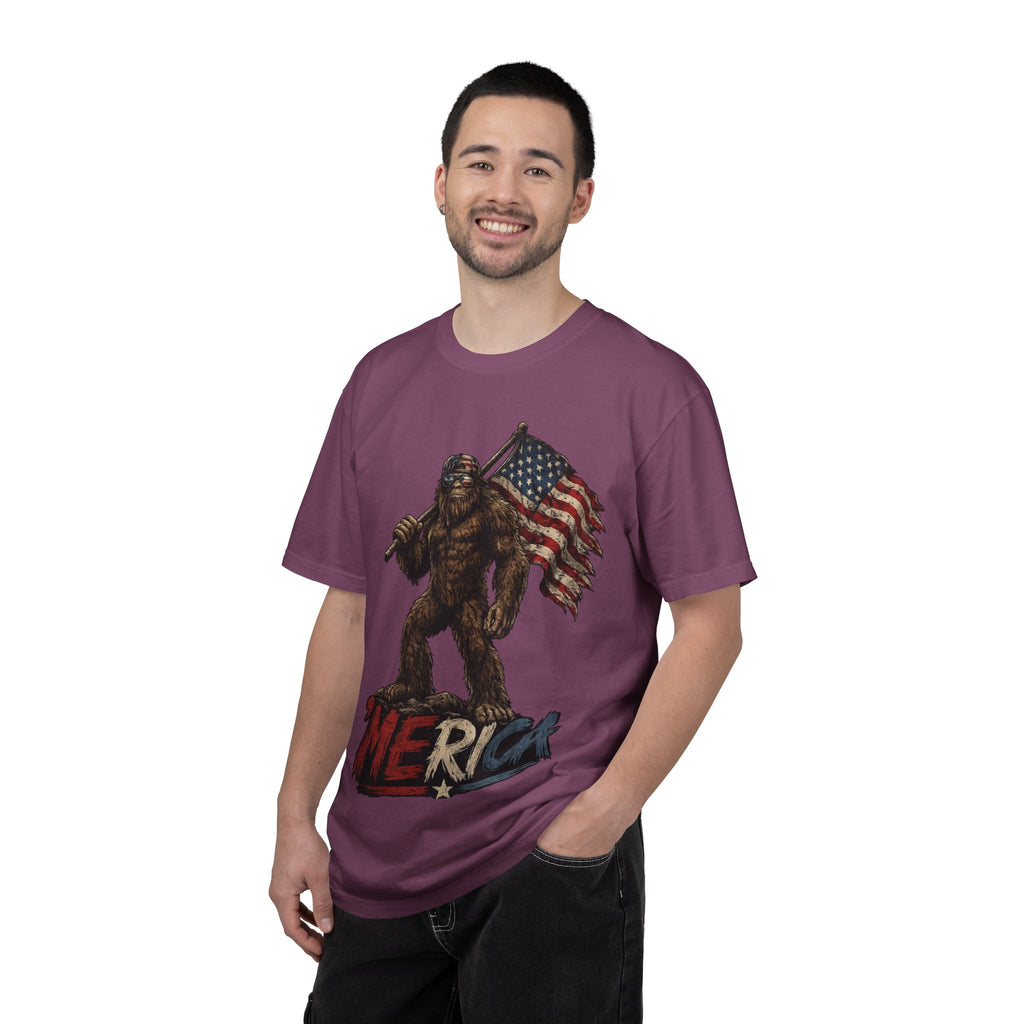 'Merica Bigfoot Flag T-Shirt — Patriotic Sasquatch Americana Tee
