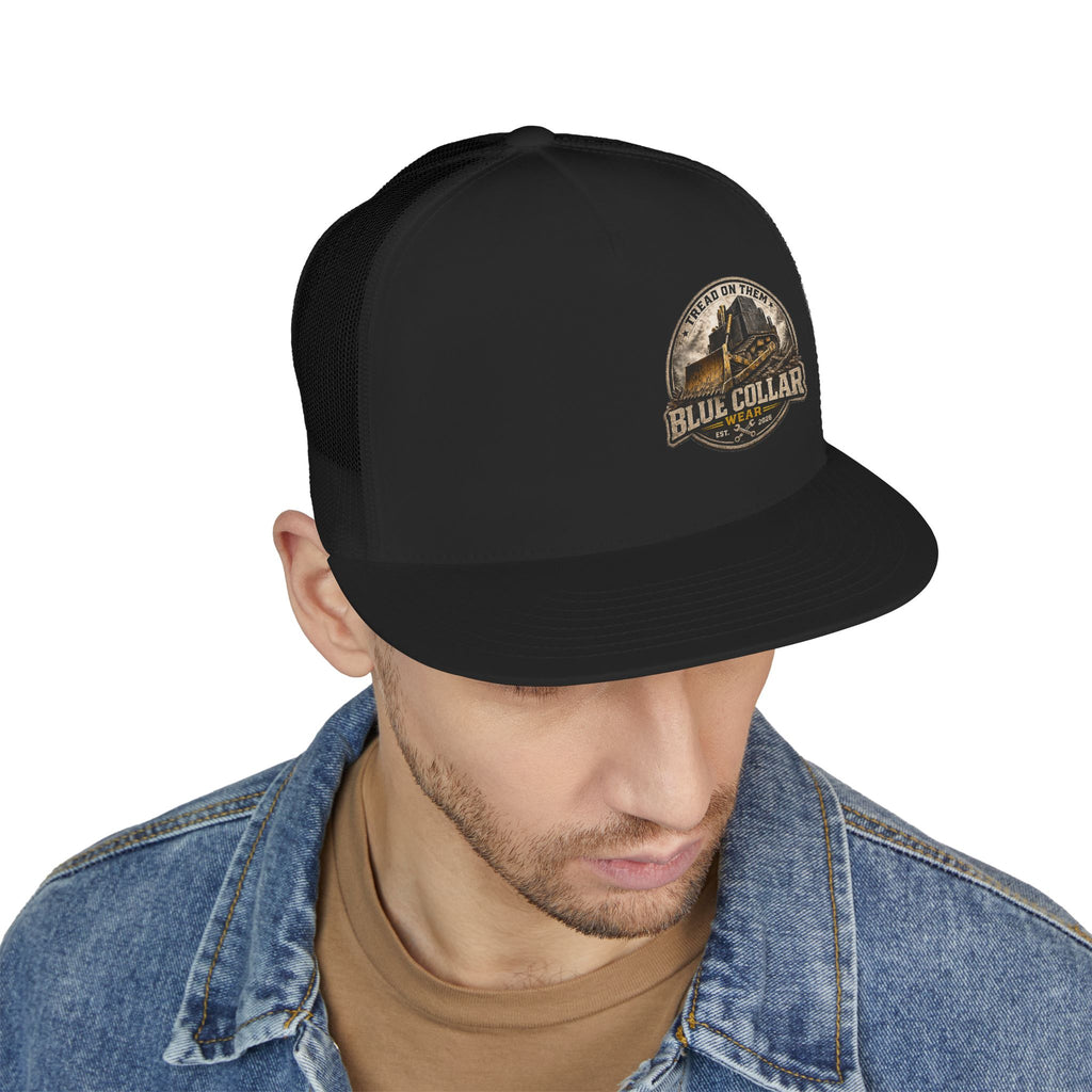 Blue Collar Workwear Trucker Cap — Lead On Team Vintage Construction Logo