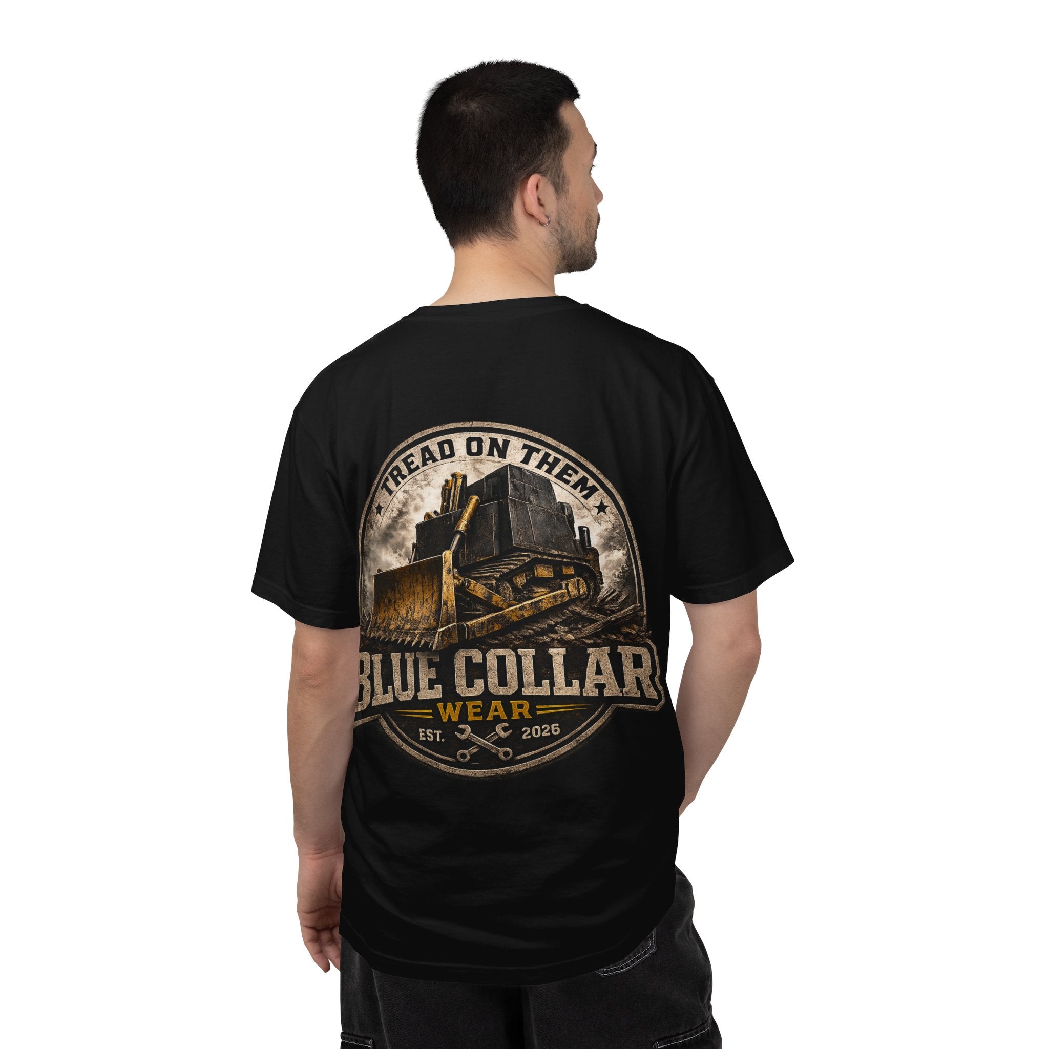 Blue Collar T-Shirt — "Tread On Them" Bulldozer Workwear Tee