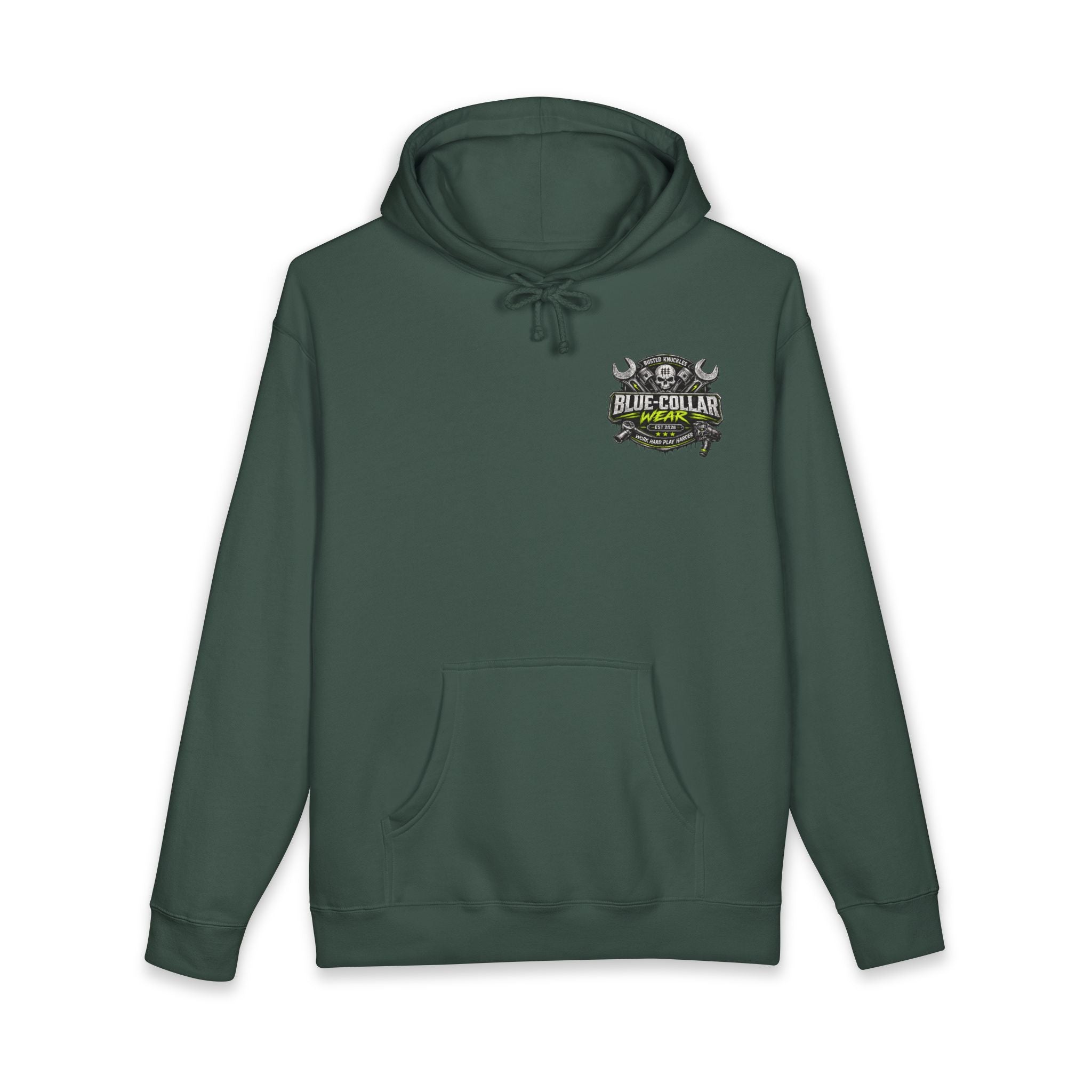 Blue-Collar Wear Hoodie Mechanic — "Blue-Collar Wear" Skull & Wrench Workwear Pullover