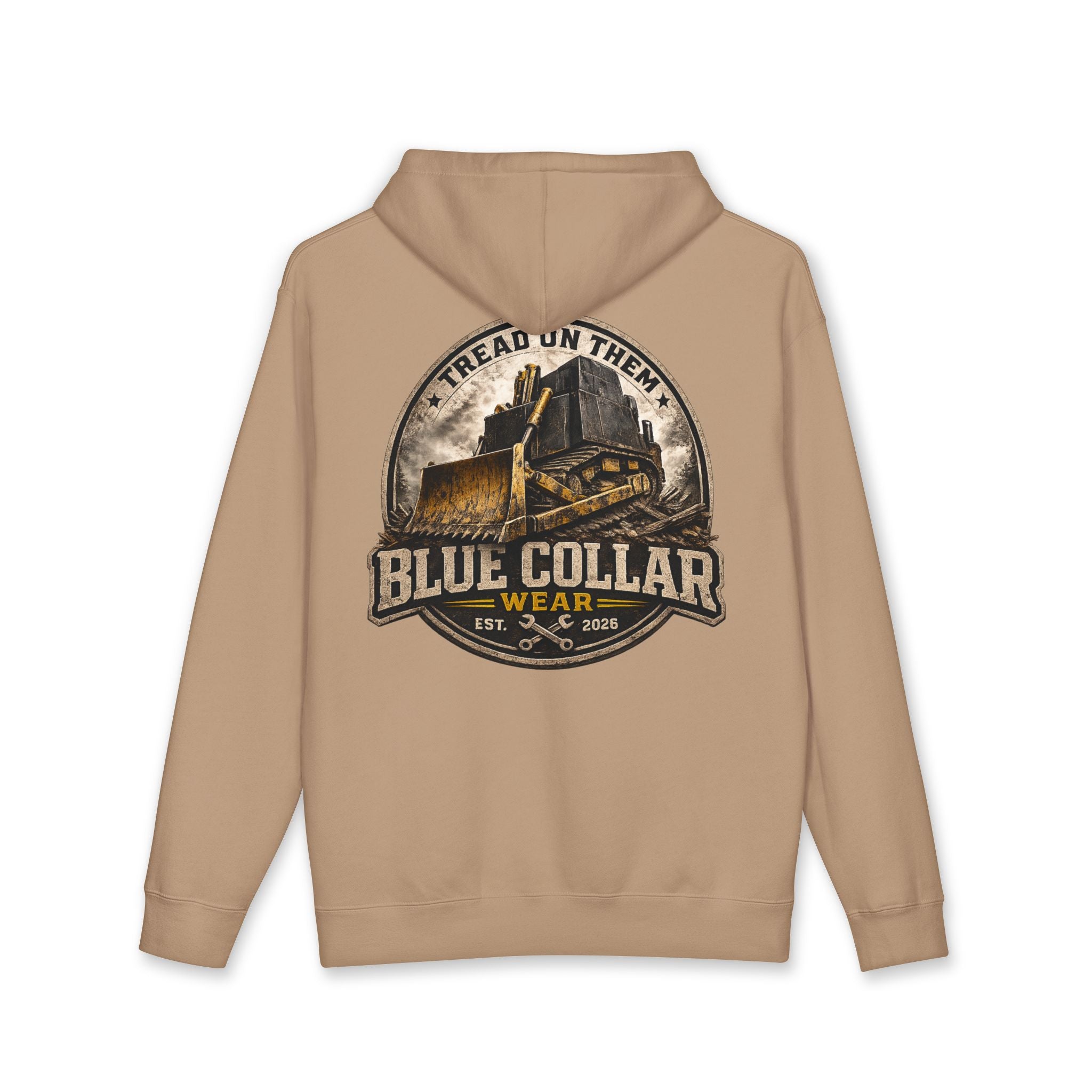 Blue Collar Hoodie — Vintage Workwear 'Tread On Them' Heavyweight Hooded Sweatshirt