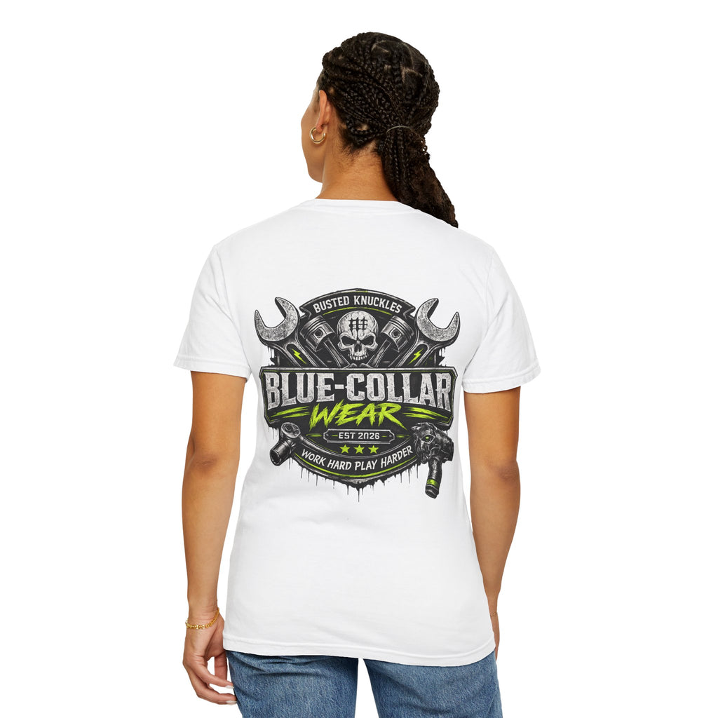 Blue-Collar Wear T-Shirt Mechanic – 'Work Hard Play Harder' Vintage Mechanics Tee