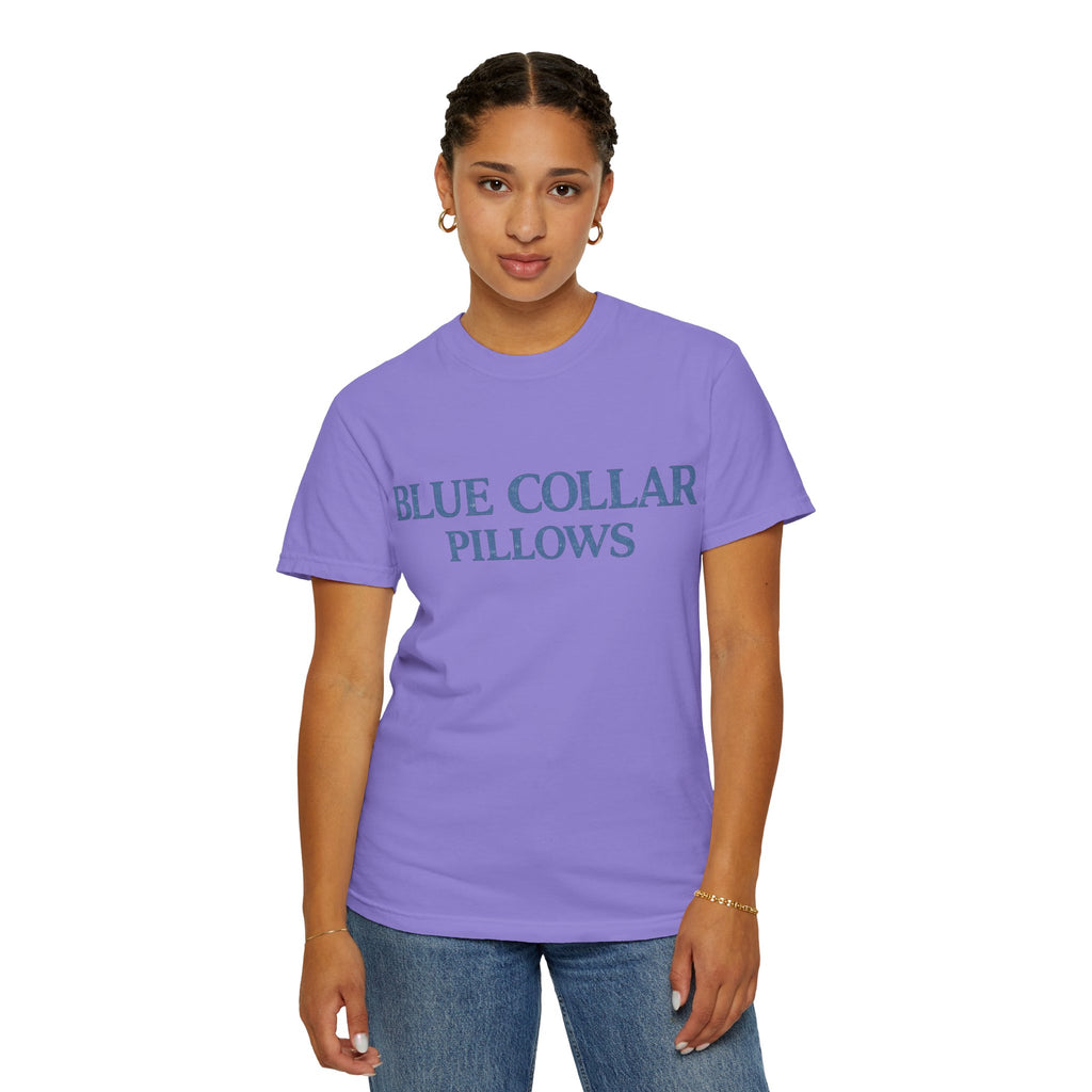 Blue Collar Pillows T-Shirt — Vintage Serif Logo Tee