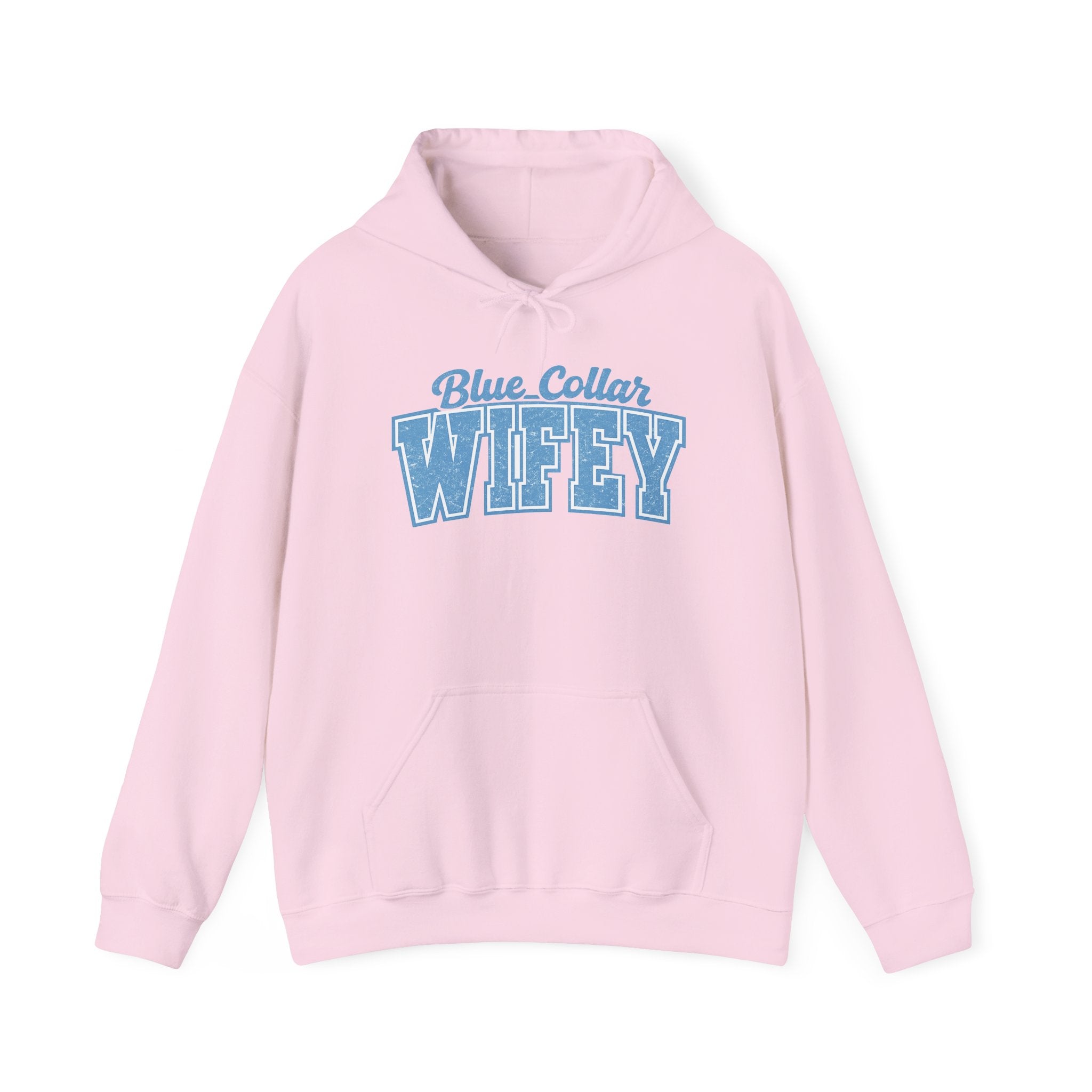 Blue Collar Wifey Hoodie – Retro Varsity Wife Sweatshirt
