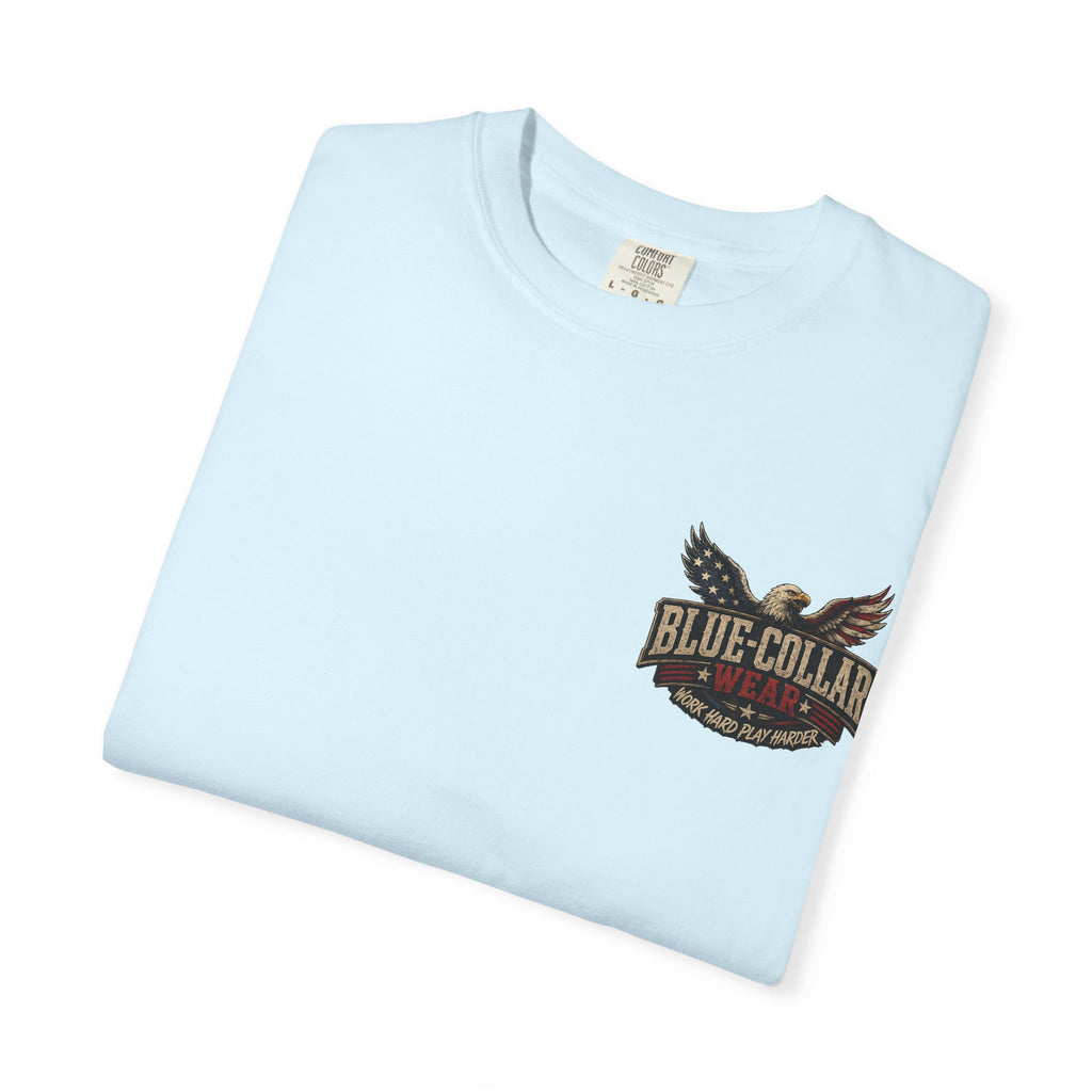 'Merica Motorcycle Eagle T-Shirt — Blue Collar 4th of July Graphic Tee