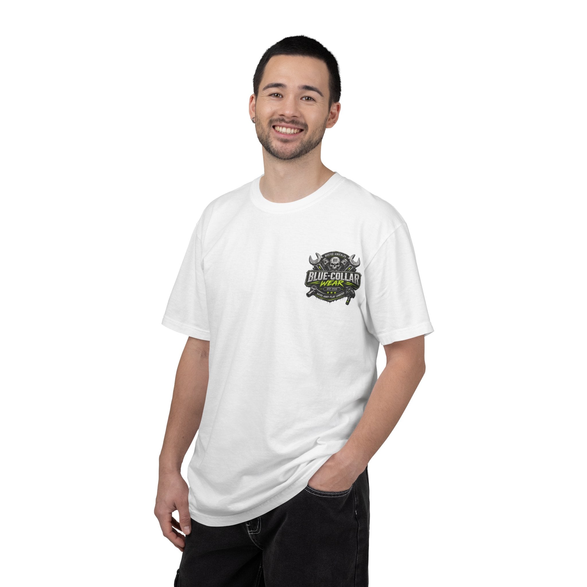Blue-Collar Wear T-Shirt Mechanic — "Busted Knuckles" Workwear Graphic