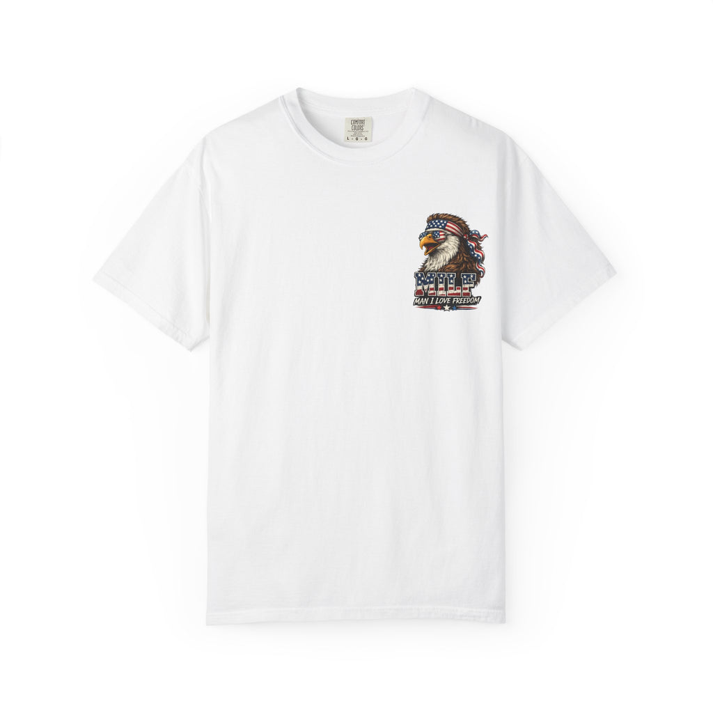 T-Shirt — 'MILE Man I Love Freedom' Patriotic Eagle Graphic