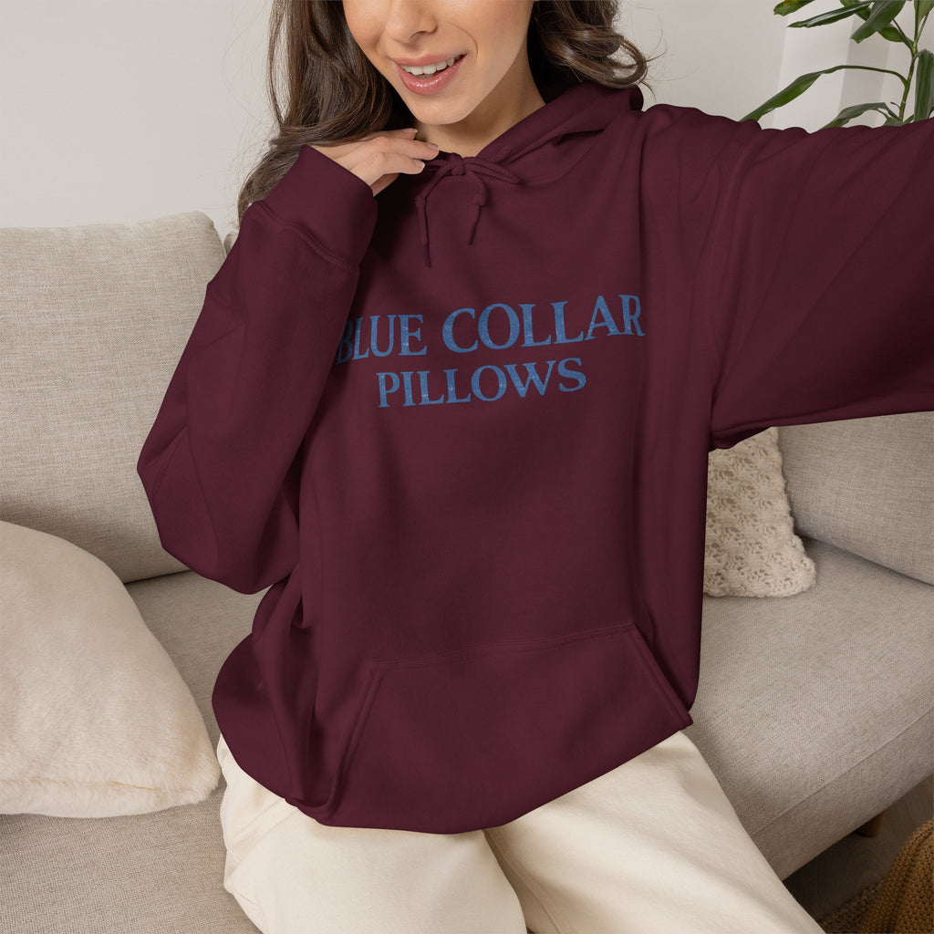 Blue Collar Pillows Hoodie — Minimalist Workwear-Inspired Pullover