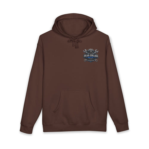 Blue-Collar Wear Hoodie — Mechanic Wrench Logo Workwear Pullover