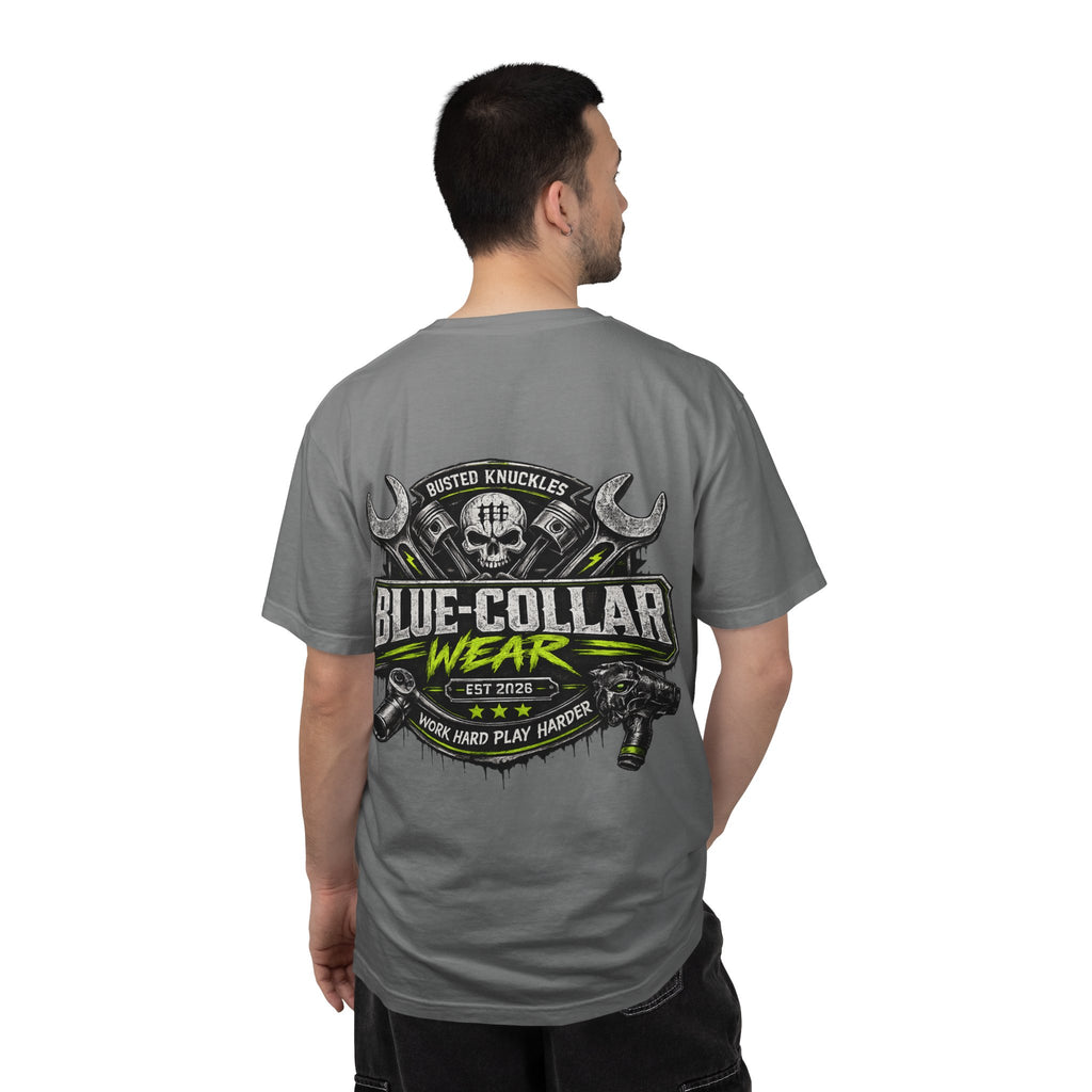 Blue-Collar Wear T-Shirt Mechanic – 'Work Hard Play Harder' Vintage Mechanics Tee