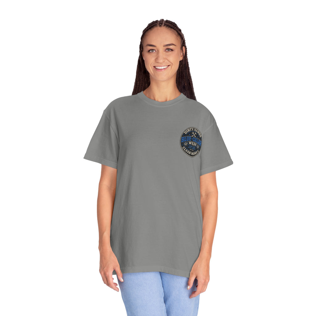 Blue-Collar T-Shirt — "Dirty Hands, Clean Money" Workwear Graphic Tee