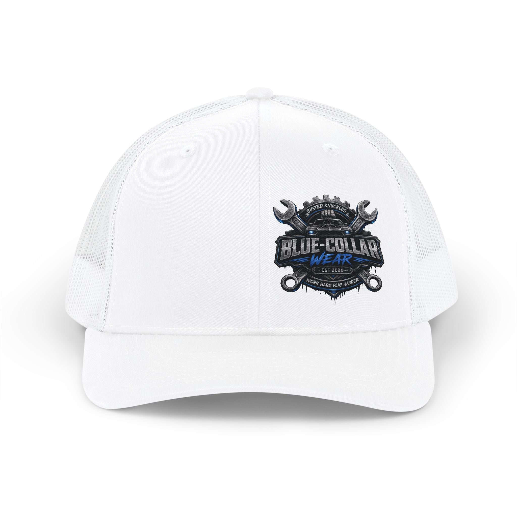 Trucker Cap — Blue Collar Mechanic Emblem Snapback