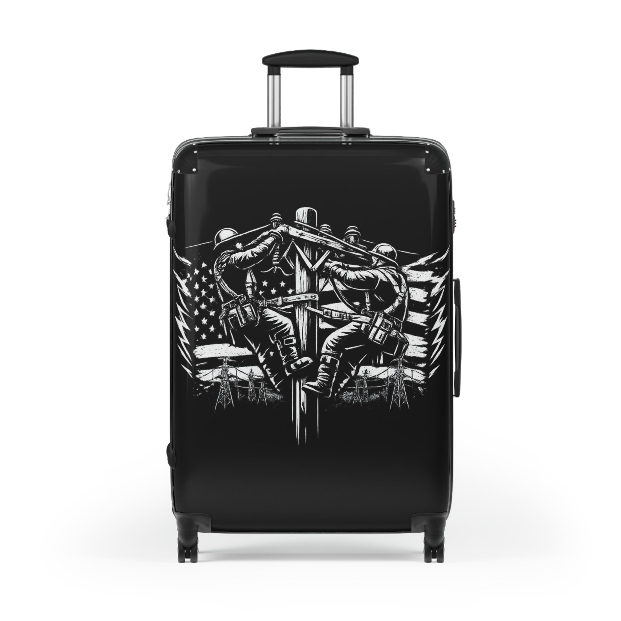 Patriotic LINEMAN Suitcase — American Flag Fallen Brother Tribute Luggage