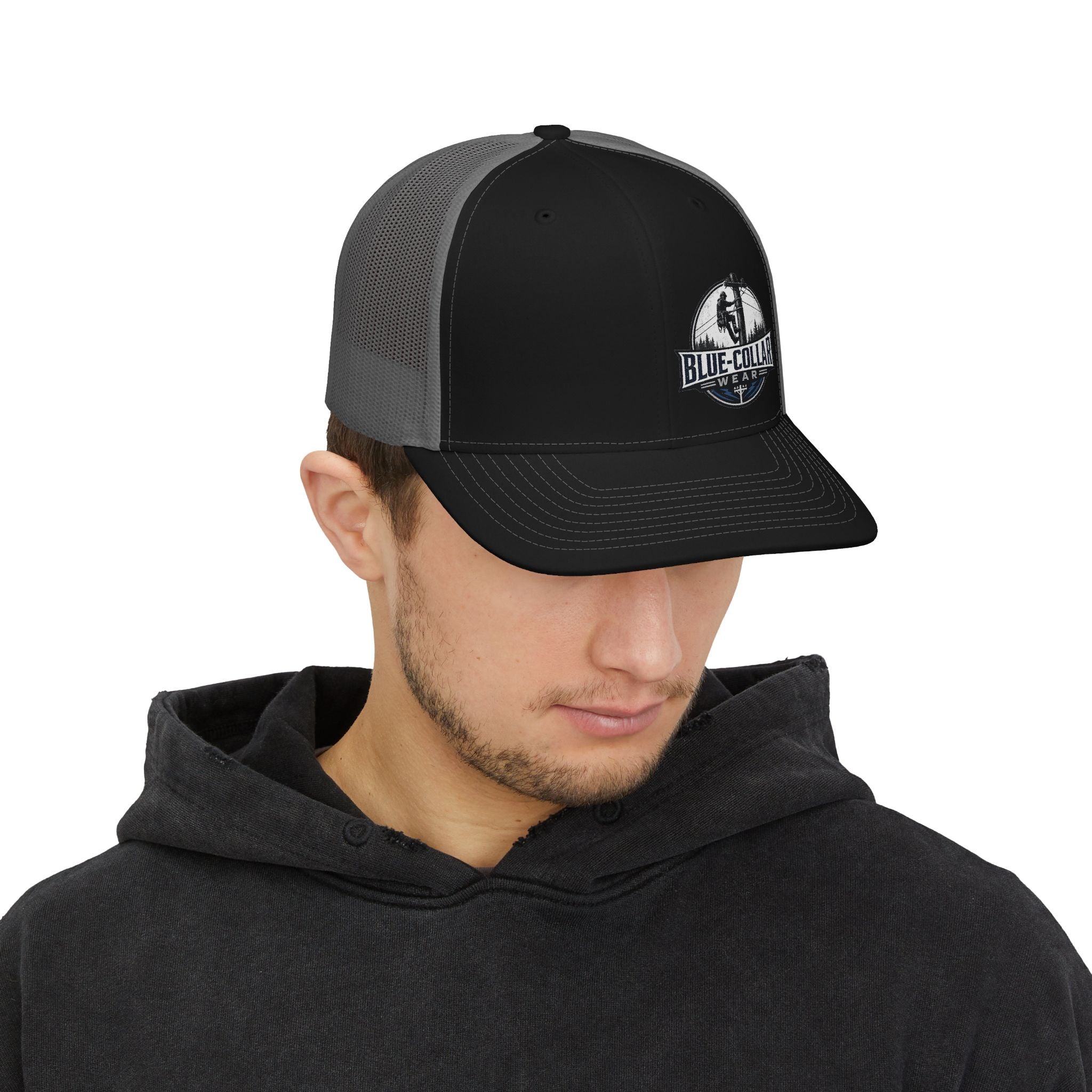 Blue-Collar Trucker Cap – Embroidered Workwear Snapback