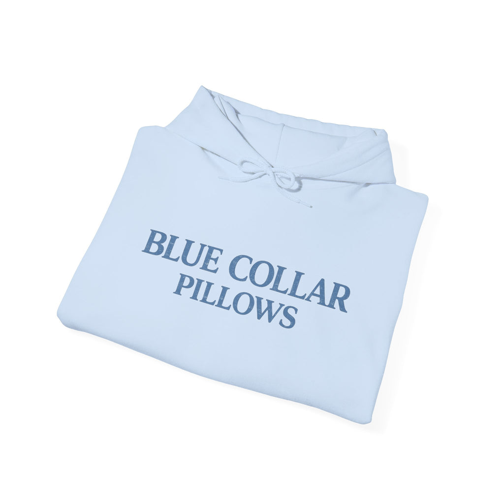 Blue Collar Pillows Hoodie — Minimalist Workwear-Inspired Pullover