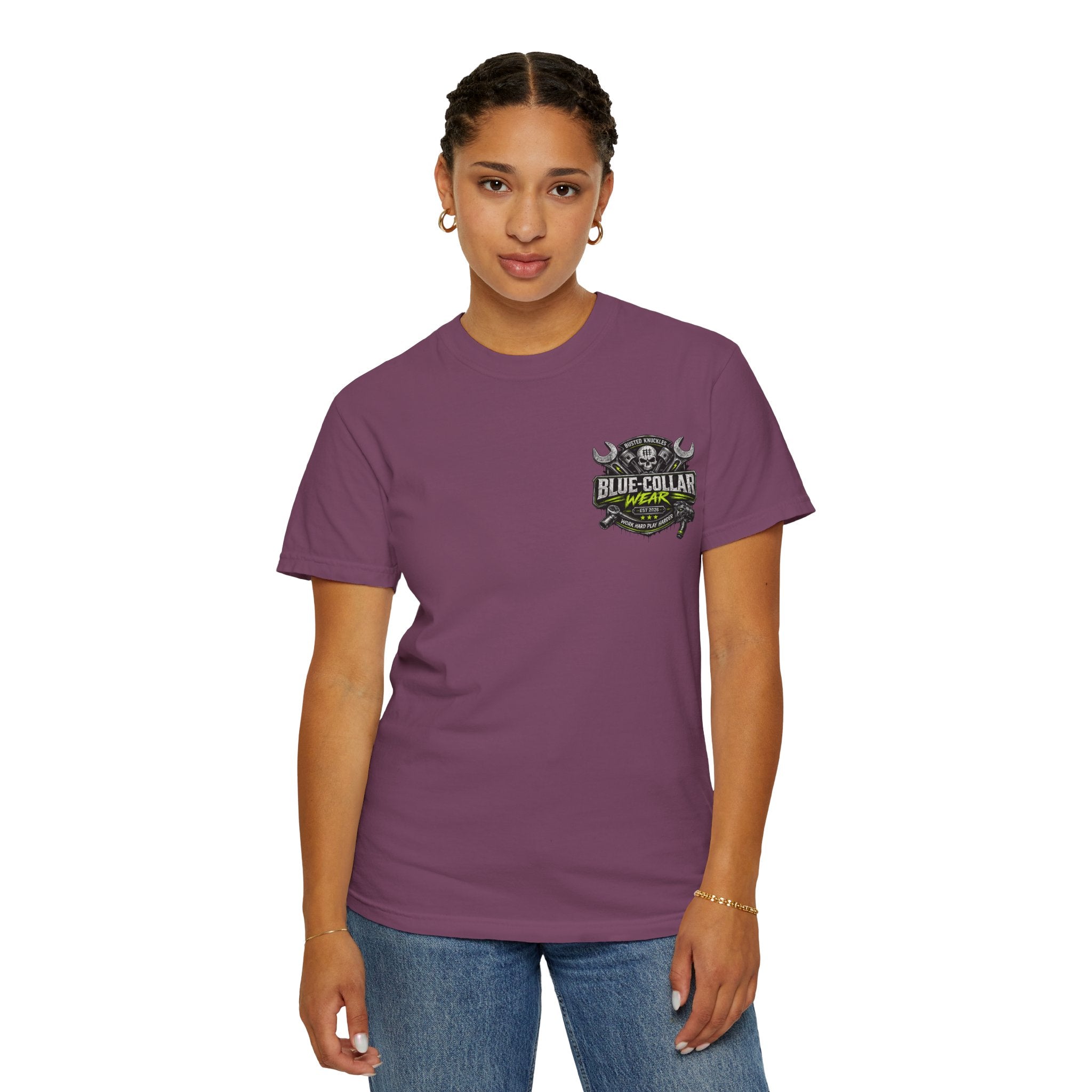 Blue-Collar Wear T-Shirt Mechanic — "Busted Knuckles" Workwear Graphic