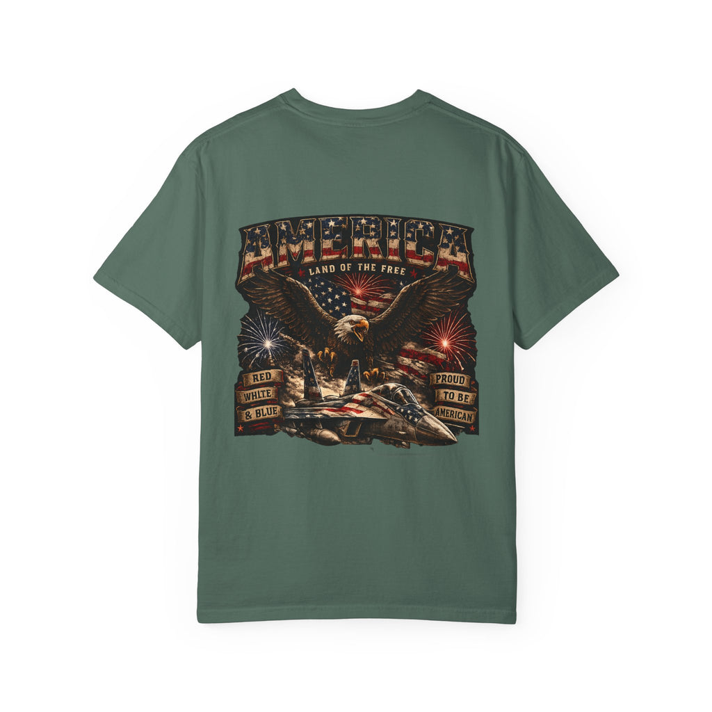 Patriotic 'America Land of the Free' T-Shirt — Eagle & Flag Graphic