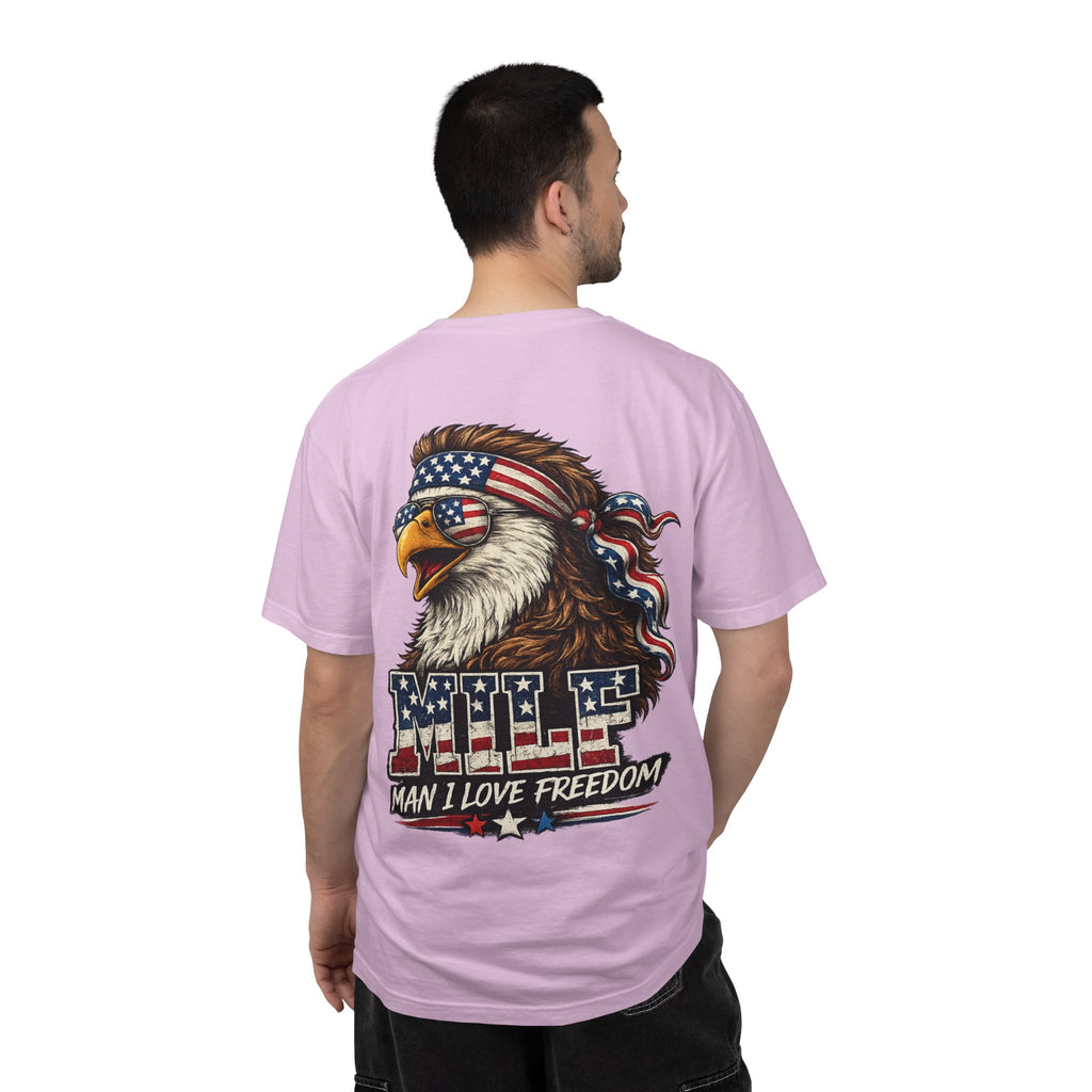 T-Shirt — 'MILE Man I Love Freedom' Patriotic Eagle Graphic